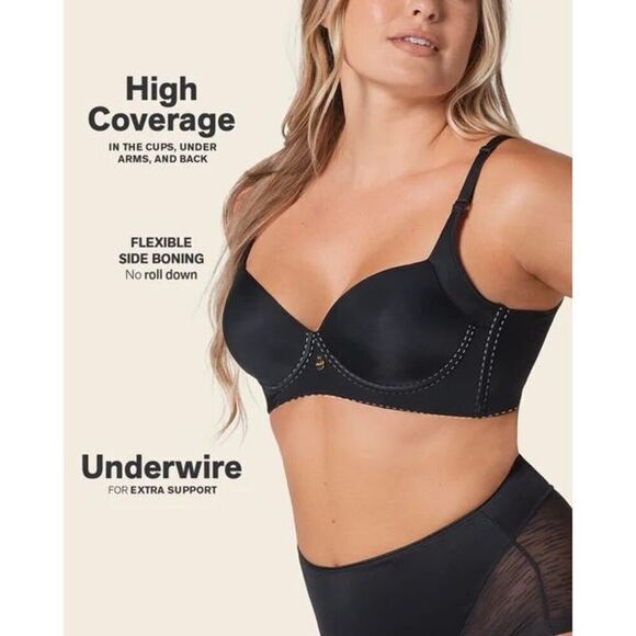 LEONISA High Profile NWT Back Smoothing Bra with Soft Full Coverage Cups 34B - Picture 5 of 6